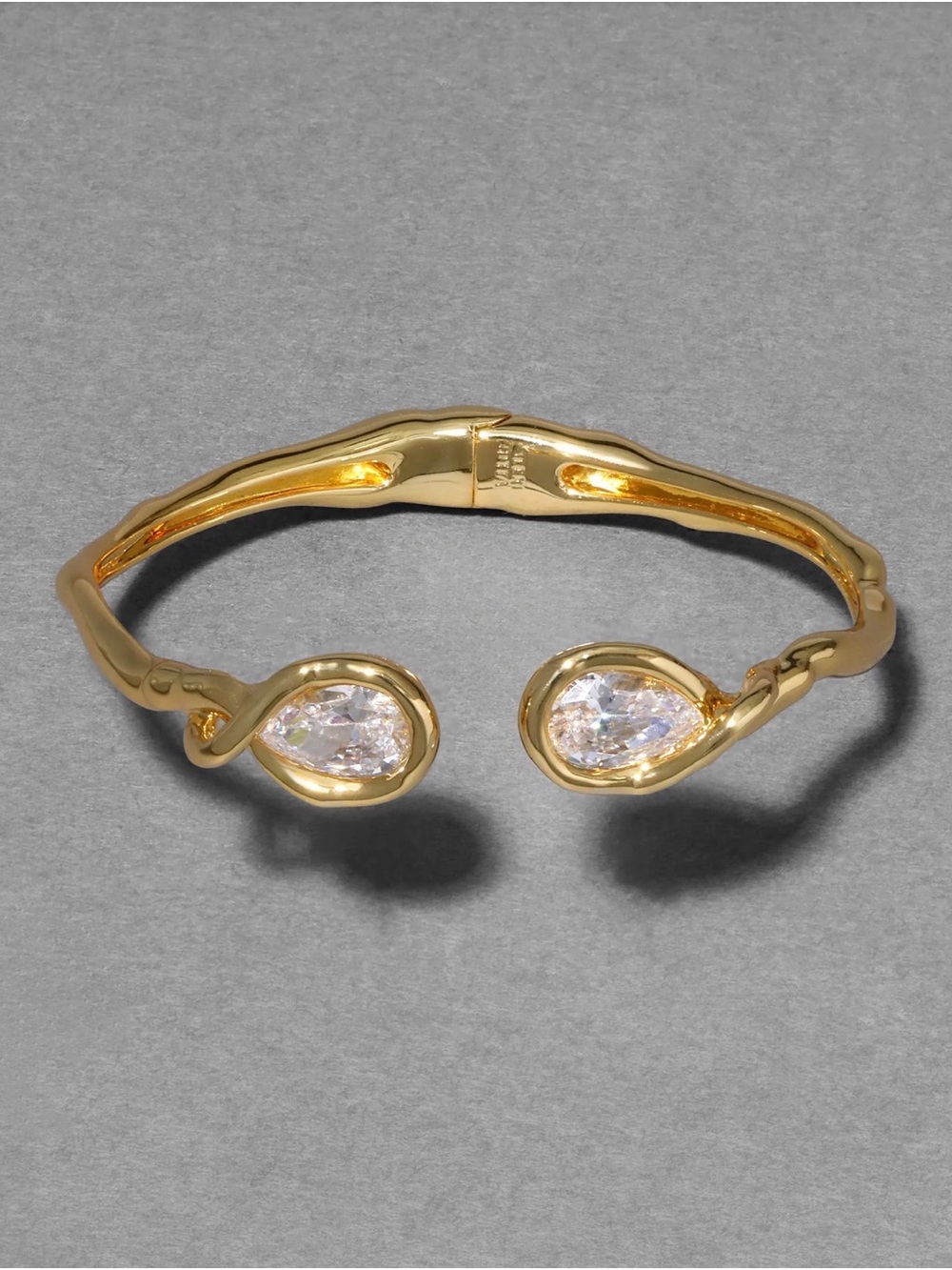 Alexis Bittar Asterales Capped Hinge Cuff Bracelet Vine Pear Teardrop C Z JL21